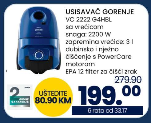 USISAVAČ GORENJE VC 2222 G4HBL