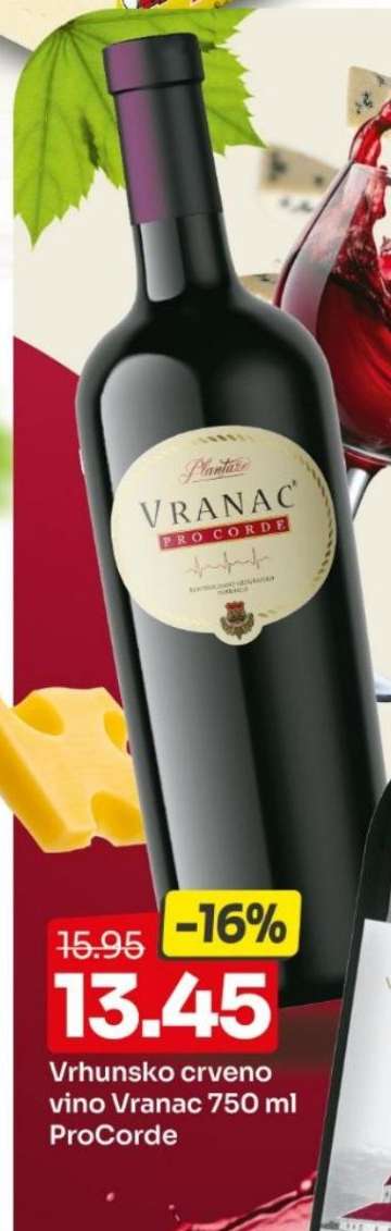 Vrhunsko crveno vino Vranac 750 ml ProCorde