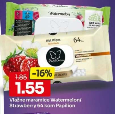 Vlažne maramice Watermelon/Strawberry 64 kom Papilion