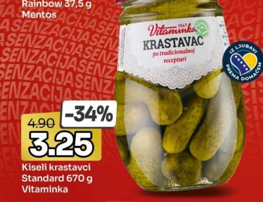 Kiseli krastavci Standard 670 g Vitaminka