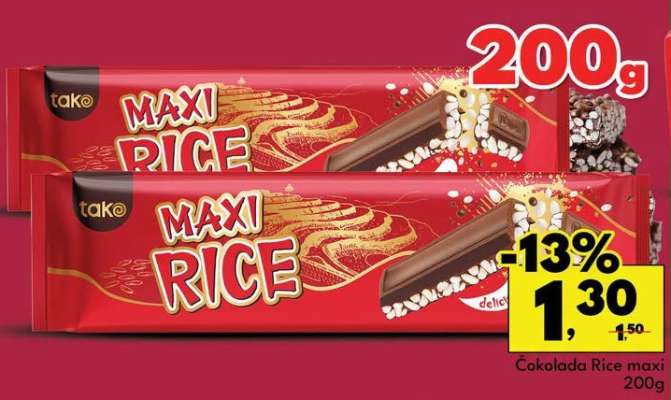 Čokolada Rice maxi 200g