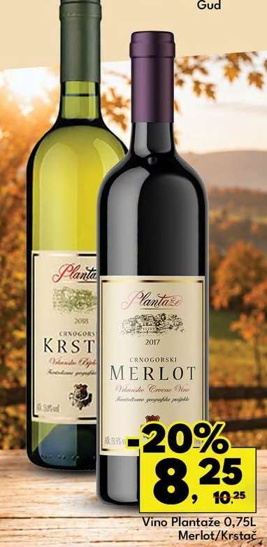 Vino Plantaže 0,75L Merlot/Krstač