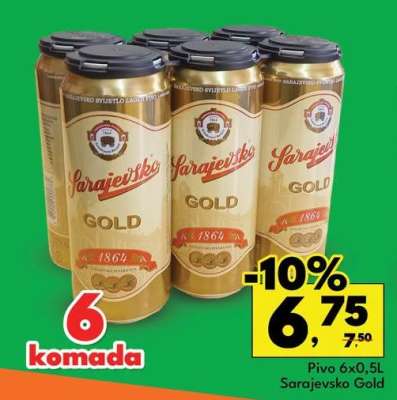 Pivo 6x0,5L Sarajevsko Gold