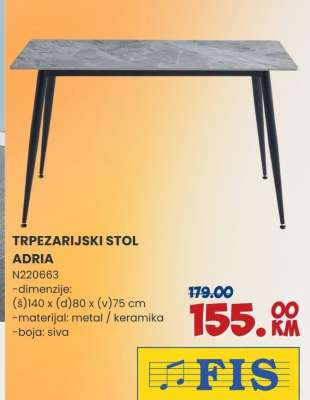 TRPEZARIJSKI STOL ADRIA