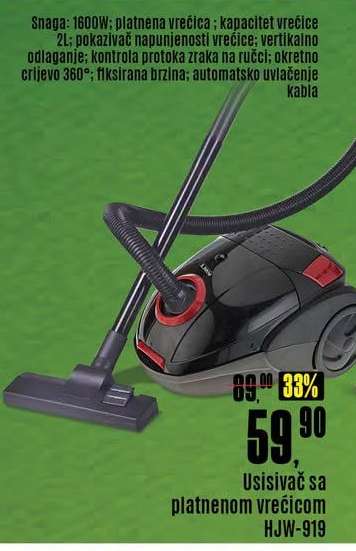 Usisivač sa platnenom vrećicom HJW-919
