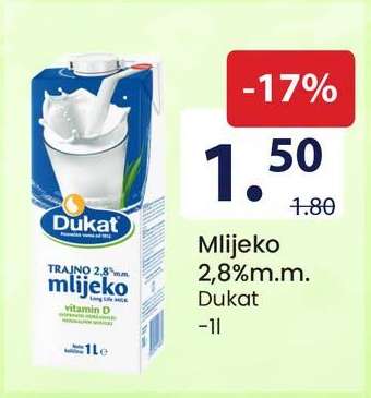 Mlijeko 2,8%m.m. Dukat