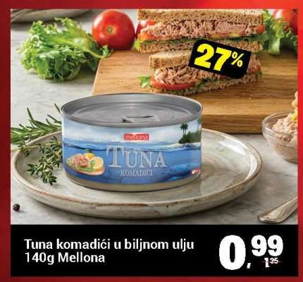 Tuna komadići u biljnom ulju 140g Mellona