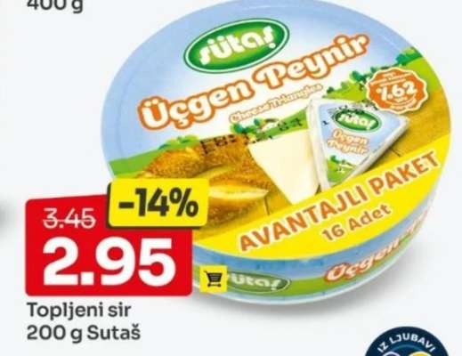 Topljeni sir 200 g Sutaš