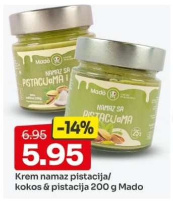 Krem namaz pistacija/kokos & pistacija 200 g Mado