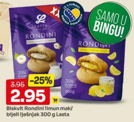 Biskvit Rondini limun mak/bijeli lješnjak 300 g Lasta