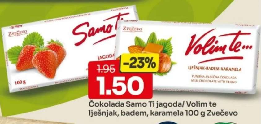 Čokolada Samo Ti jagoda/ Volim te lješnjak, badem, karamela