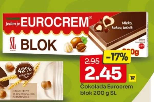 Čokolada Eurocrem blok 200 g SL