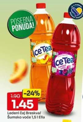 Ledeni čaj Breskva/Šumsko voće 1,5 l Ella