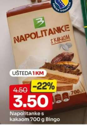 Napolitanke s kakaom 700 g Bingo