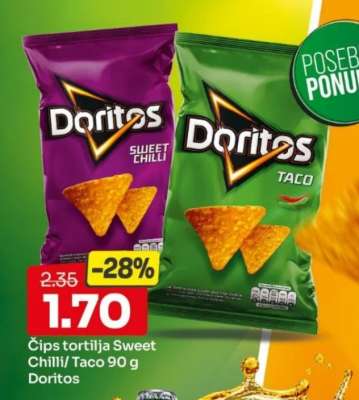 Čips tortilja Sweet chilli/Taco 90 g Doritos