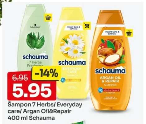 Šampon 7 Herbs/ Everyday care/ Argan Oil&Repair 400 ml Schauma