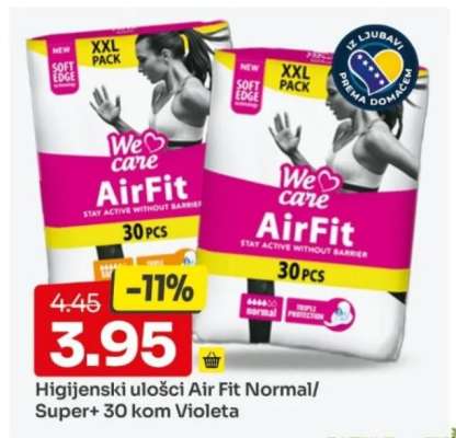 Higijenski ulošci Air Fit Normal/Super+ 30 kom Violeta