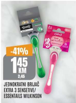 JEDNOKRATNI BRIJAČ EXTRA 3 SENSITIVE/ESSENTAILS WILKINSON