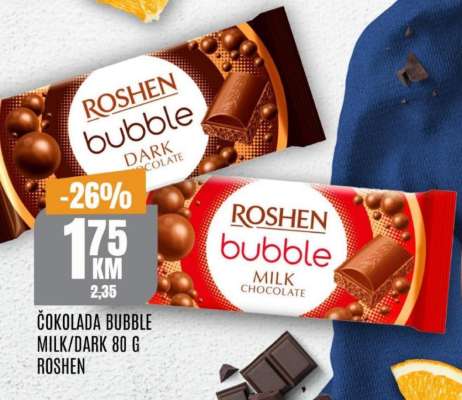 Čokolada Bubble Milk/Dark 80 g Roshen