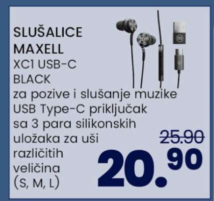 SLUŠALICE MAXELL XC1 USB-C BLACK